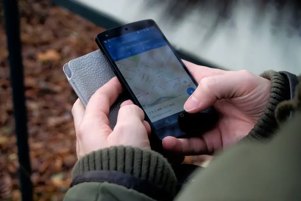 Smarphone with a map app open