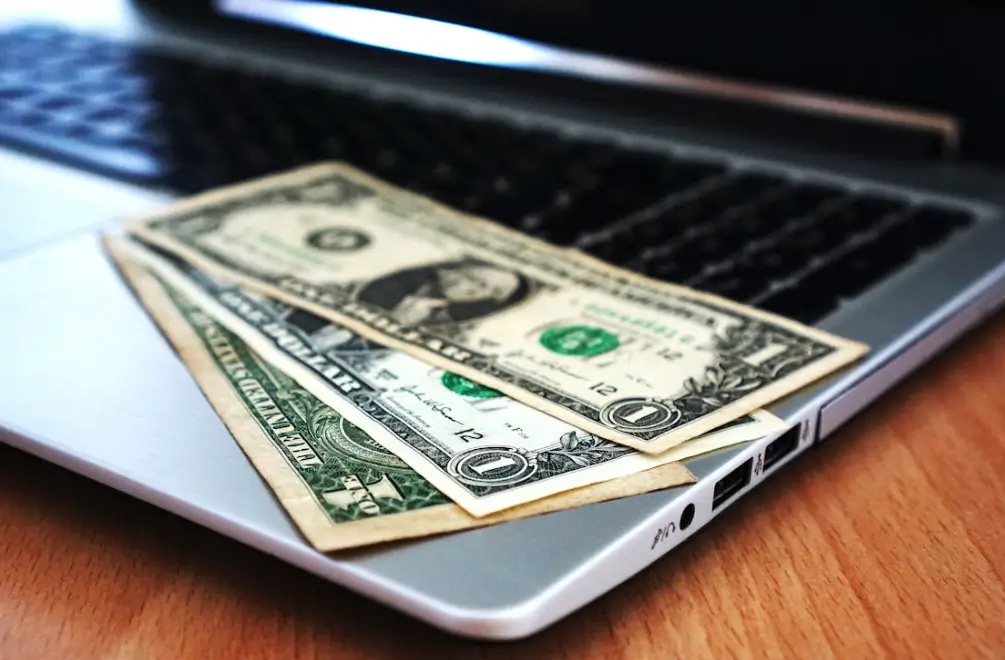 Money on a laptop