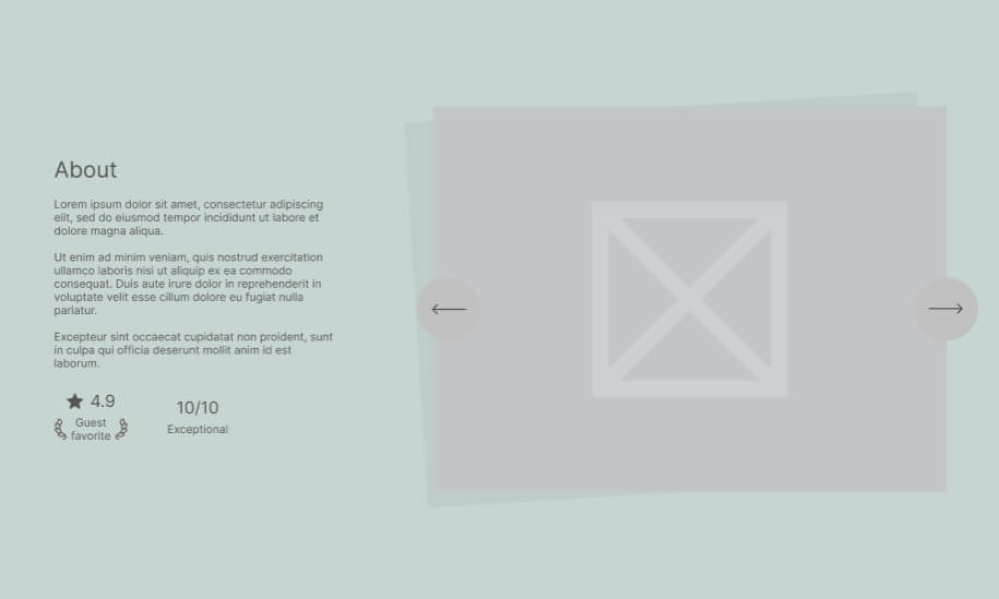 Website about section with image carousel