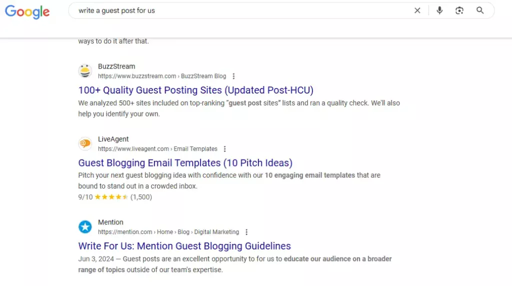 Write for us google search