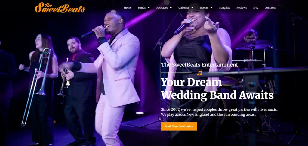 Wedding Band Hero section